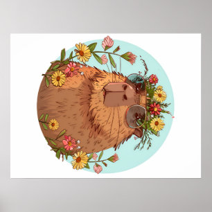 Capybara in sunglasses Summertime Poster