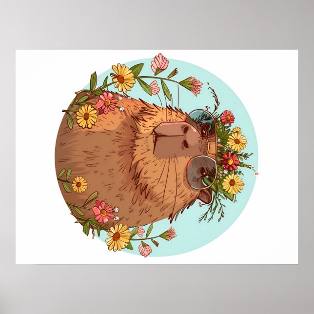 Capybara in sunglasses Summertime Poster (Front)