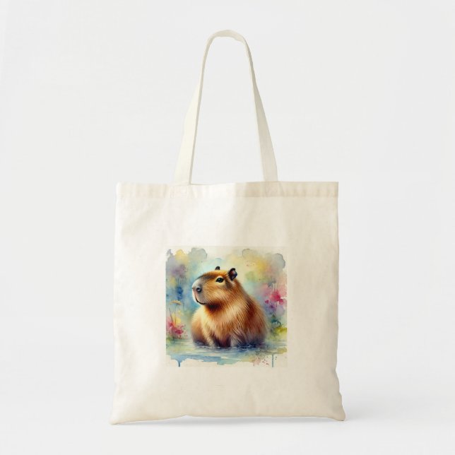 Capybara in the Light 161024AREF145 - Watercolor Tote Bag (Front)