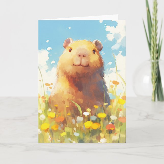 Capybara in the Meadow Card (Front)