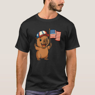 Capybara Independence Day USA Flag 4th July Boys G T-Shirt