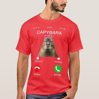 Capybara Is Calling Funny Capibara Animal Lover  T-Shirt