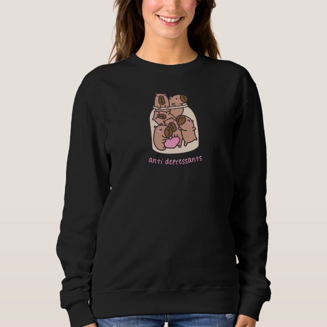 Capybara Jar Art - "Anti-Depressants" Whimsical Sweatshirt (Front)