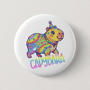 Capybara Kid Core Colorful Art Y2Ktype 6 Cm Round Badge