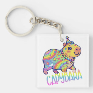Capybara Kid Core Colorful Art Y2Ktype Key Ring