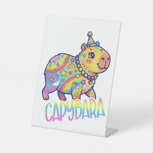 Capybara Kid Core Colorful Art Y2Ktype Pedestal Sign
