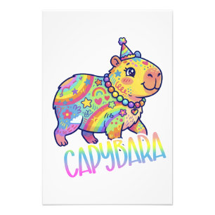 Capybara Kid Core Colorful Art Y2Ktype Photo Print