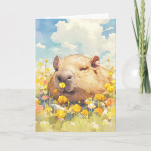 Capybara Lazy Days in the Wildflowers Card