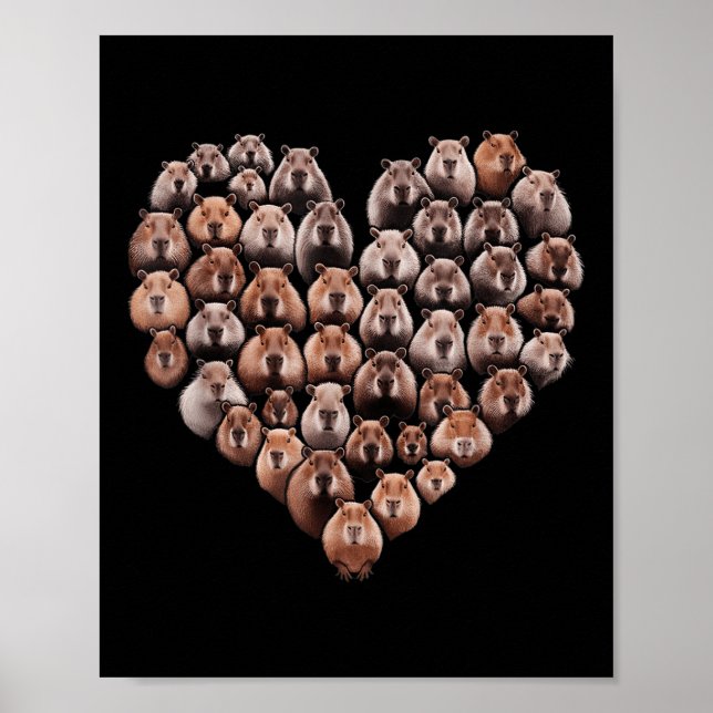 Capybara Love Heart Valentine For Kids Women Teen  Poster (Front)