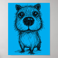 Capybara Lover Abstract Scribble Capy Art Cute Pet