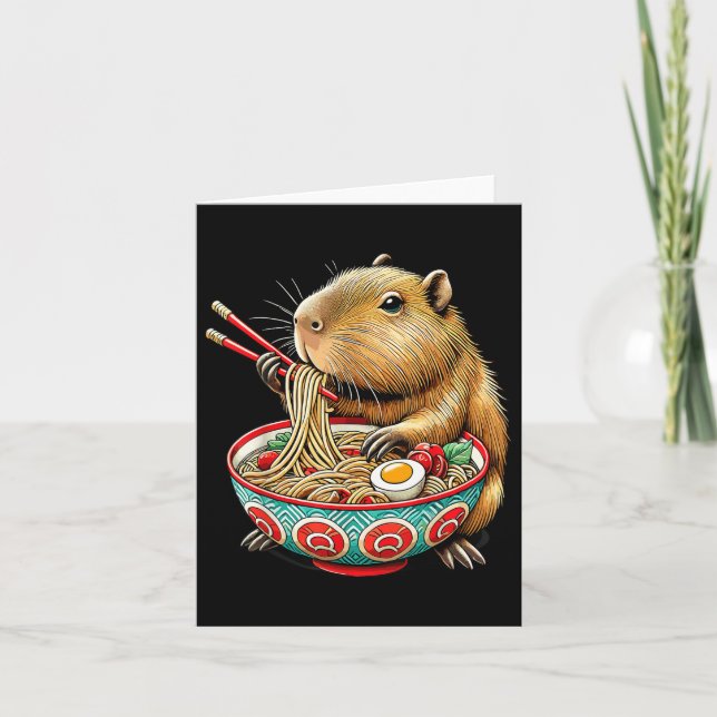 Capybara Loves Noodle Capybara Eating Japanese Ram Card (Front)