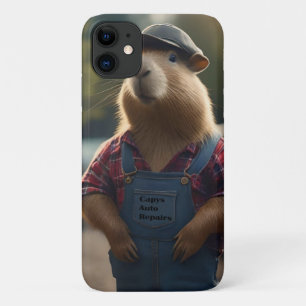 "Capybara Mechanic: Grease, Gears, and Good Vibes" iPhone 11 Case