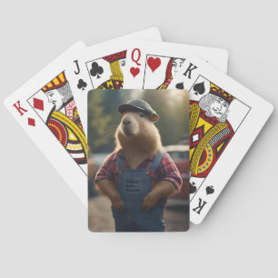 "Capybara Mechanic: Grease, Gears, and Good Vibes" Playing Cards