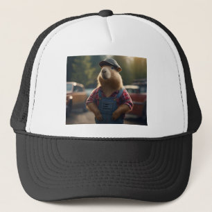 "Capybara Mechanic: Grease, Gears, and Good Vibes" Trucker Hat