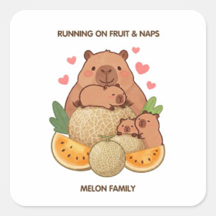 Capybara Melon Family – Fruit & Naps Sticker