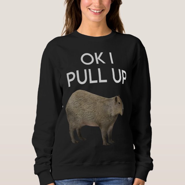 Capybara  Meme Pull Up Cute Animal Rodents  Mammal Sweatshirt (Front)