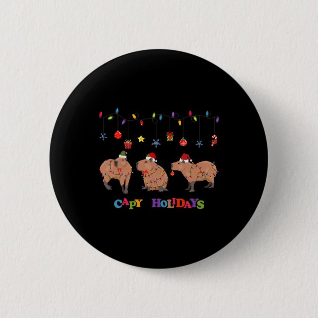 Capybara Merry Christmas  6 Cm Round Badge (Front)