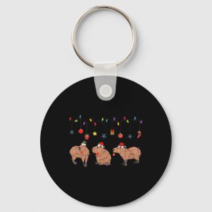 Capybara Merry Christmas Capybaras Lover Funny Cap Key Ring