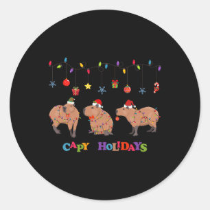Capybara Merry Christmas  Classic Round Sticker