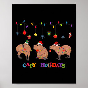 Capybara Merry Christmas Poster