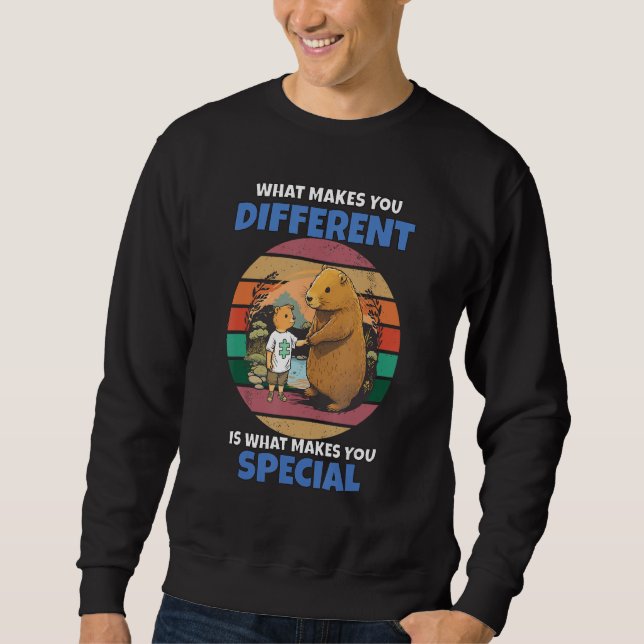 Capybara Mom and Child Puzzle Autism Awareness Mon Sweatshirt (Front)