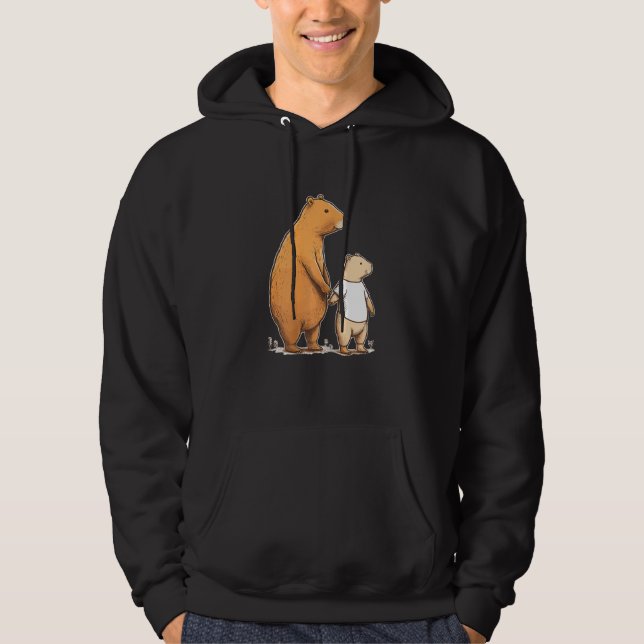 Capybara Mother and Kid Happy Family_1 Hoodie (Front)