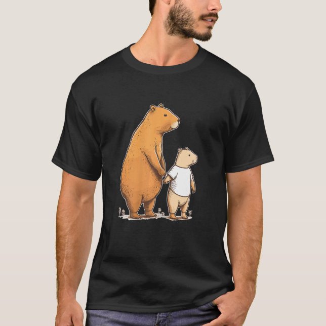 Capybara Mother and Kid Happy Family_1 T-Shirt (Front)