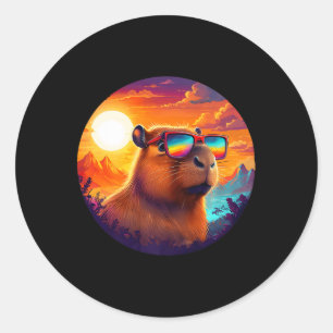 Capybara Mountain Nature Animal Wildlife Forest Ou Classic Round Sticker