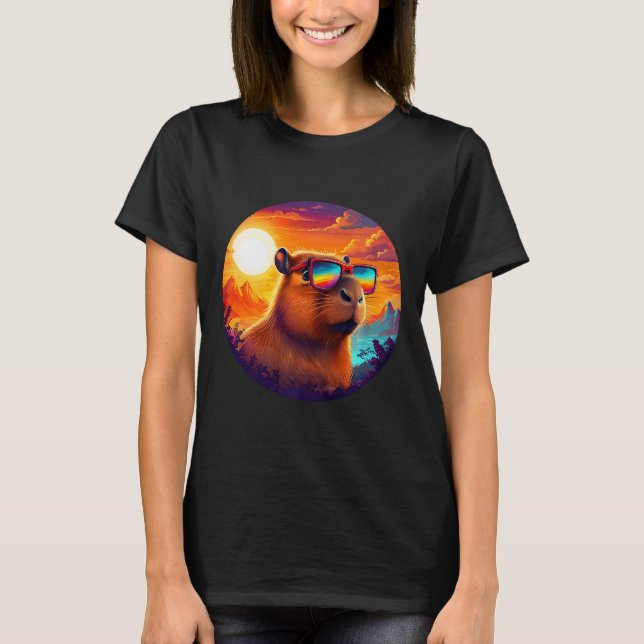 Capybara Mountain Nature Animal Wildlife Forest Ou T-Shirt (Front)