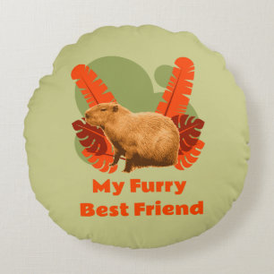 Capybara My Furry Best Friend Round Cushion
