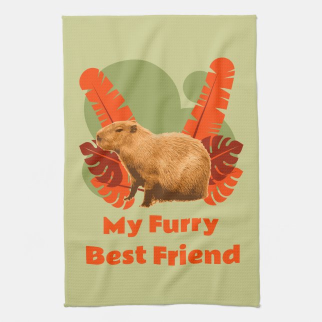 Capybara My Furry Best Friend Tea Towel (Vertical)