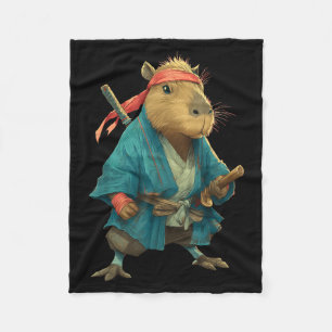Capybara Ninja Samurai Japan Funny Japanese Graphi Fleece Blanket