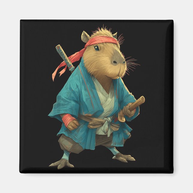 Capybara Ninja Samurai Japan Funny Japanese Graphi Magnet (Front)