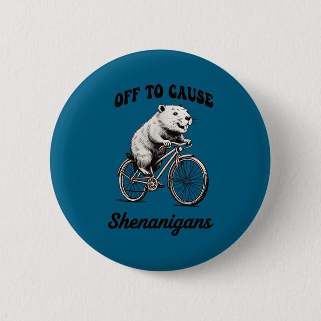 Capybara off to cause shenanigans st patricks day 6 cm round badge (Front)