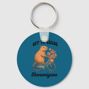 Capybara off to cause shenanigans st patricks day key ring