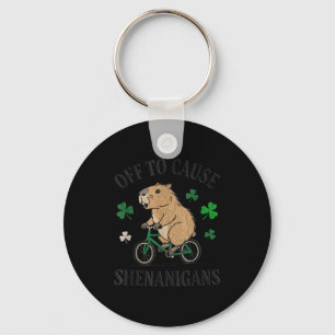 Capybara off to cause shenanigans st patricks day key ring