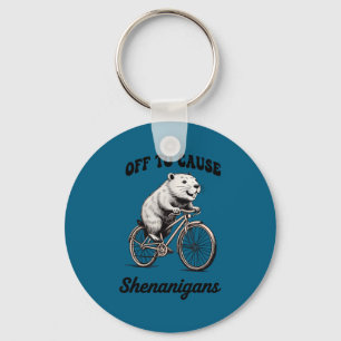 Capybara off to cause shenanigans st patricks day key ring
