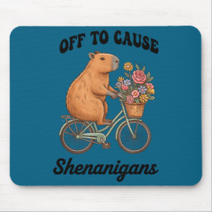 Capybara off to cause shenanigans st patricks day mouse pad