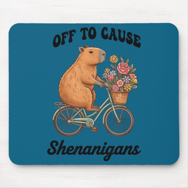 Capybara off to cause shenanigans st patricks day mouse pad (Front)