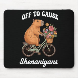 Capybara off to cause shenanigans st patricks day mouse pad