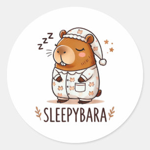 Capybara Official Sleep Pyjamas Nightgown Sleepyba Classic Round Sticker