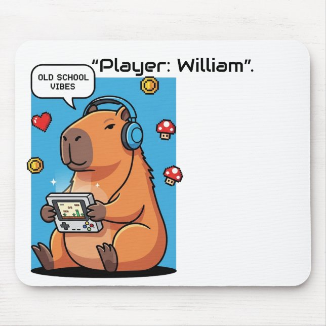Capybara Old School Gamer Mousepad (Front)