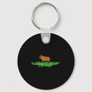 Capybara On Crocodile Capy Alligator Rodent Men Wo Key Ring