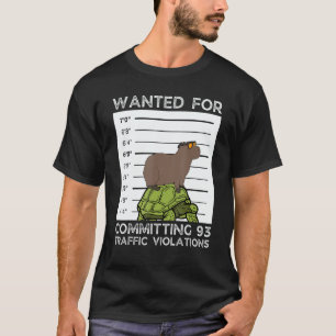 Capybara On Tortoise Wanted Mugshot T-Shirt