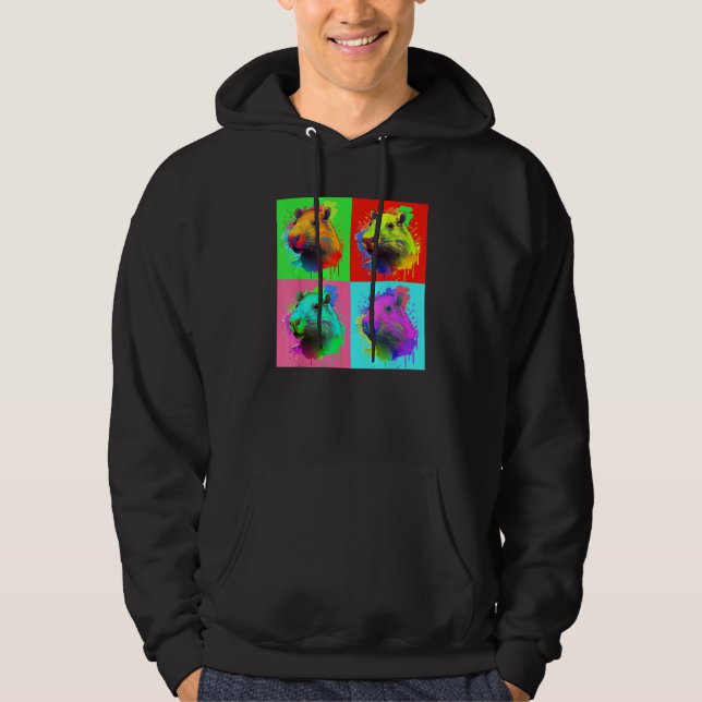 Capybara Painted Art Portrait Cute Capybara Lover  Hoodie (Front)