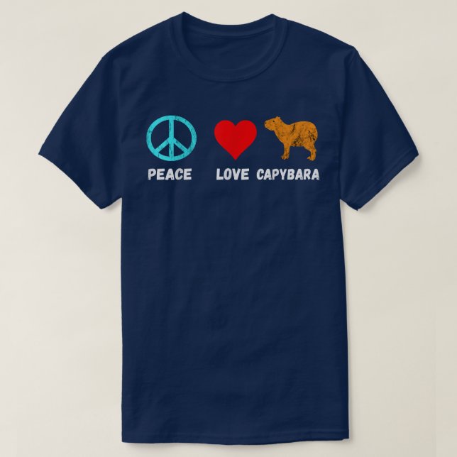 Capybara Peace Love Water Pig Guinea Pig T-Shirt (Design Front)