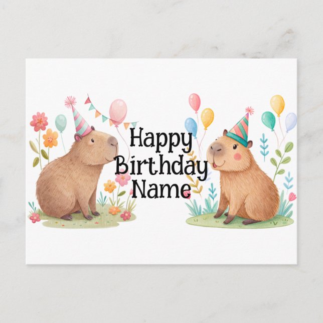 Capybara Personalised birthday Postcard (Front)