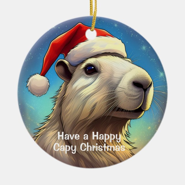 Capybara Personalised Christmas Ornament (Front)