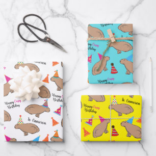 Capybara Personalised Hand-Illustrated Birthday Wrapping Paper Sheet