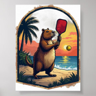 Capybara Pickleball Club Retro Logo - Est 2026 Poster